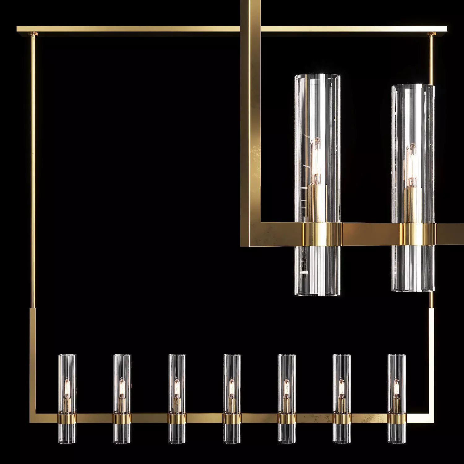 Restoration Hardware RAVELLE LINEAR CHANDELIER 59 Brass 3D model_0