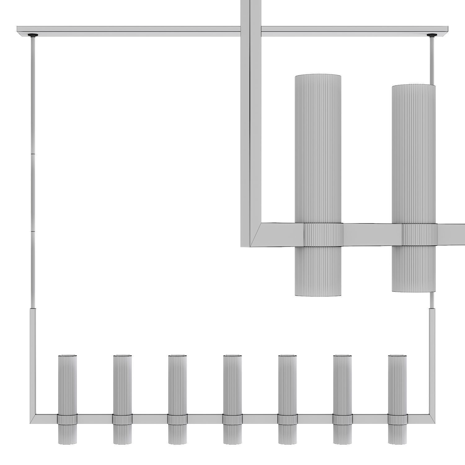 Restoration Hardware RAVELLE LINEAR CHANDELIER 59 Nickel 3D model_1