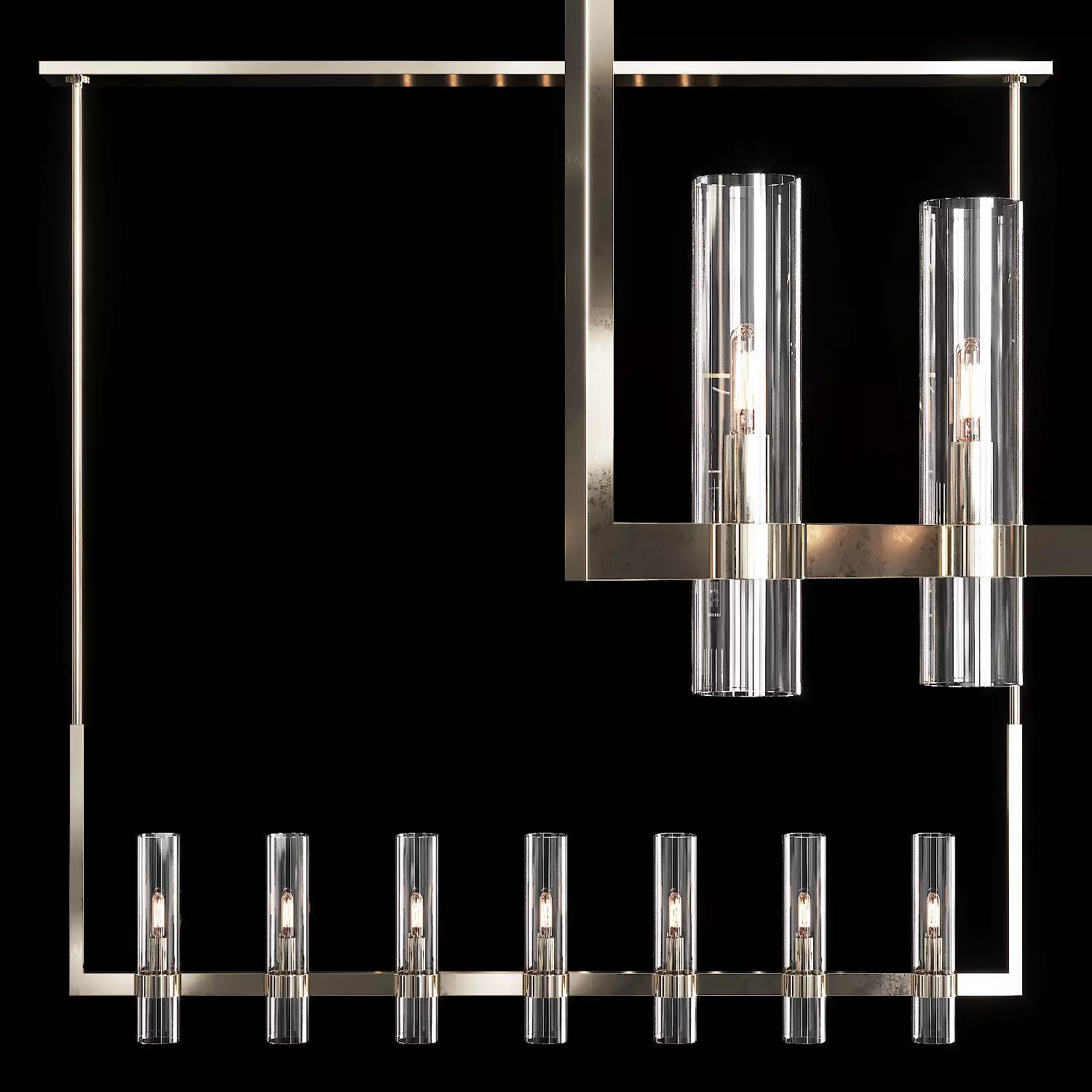 Restoration Hardware RAVELLE LINEAR CHANDELIER 59 Nickel 3D model_0