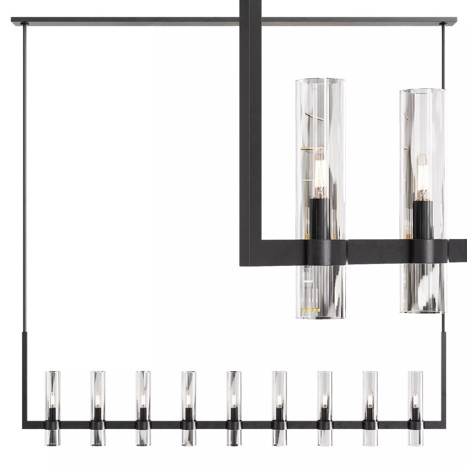 Restoration Hardware RAVELLE LINEAR CHANDELIER 71 Black 3D model_0