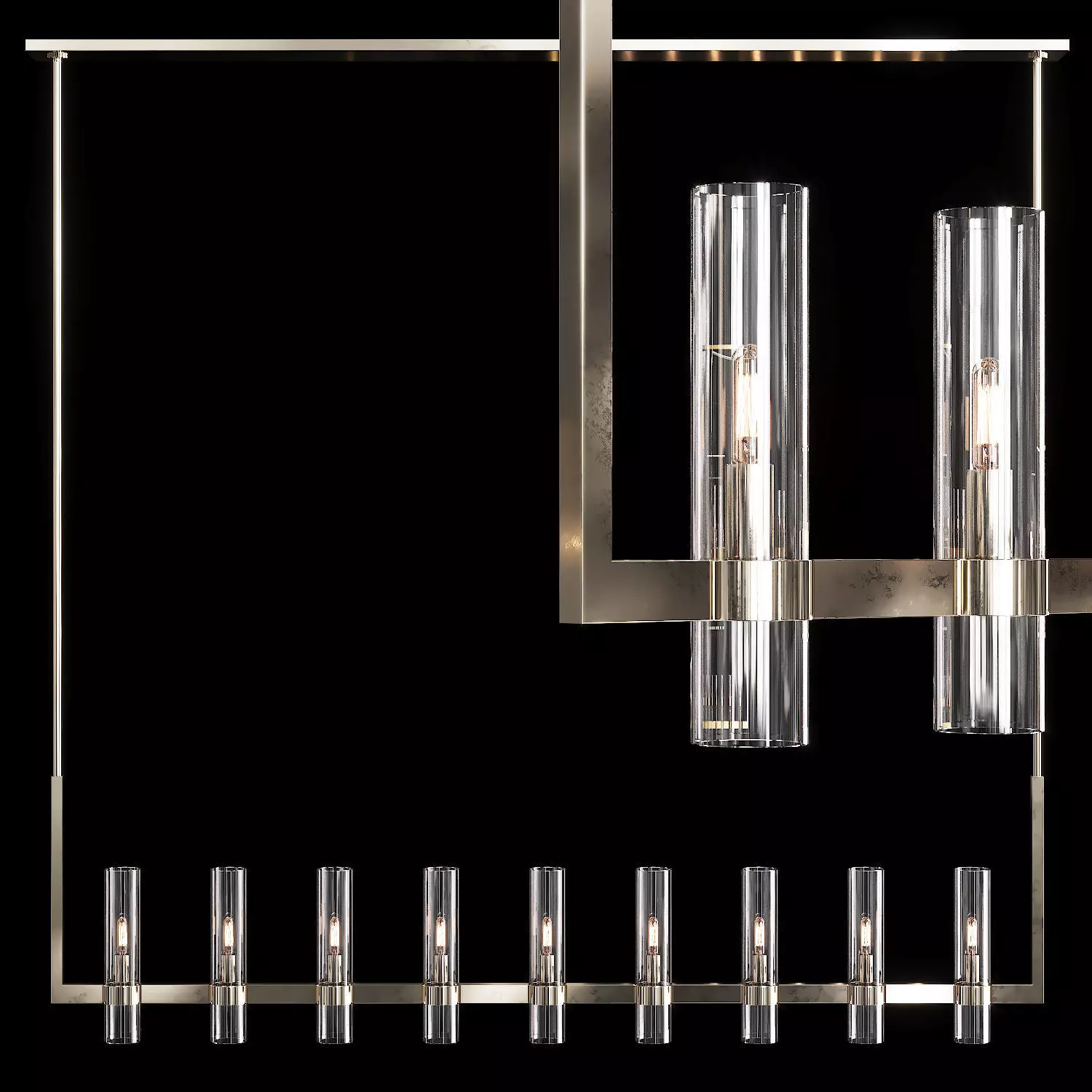 Restoration Hardware RAVELLE LINEAR CHANDELIER 71 Nickel 3D model_0