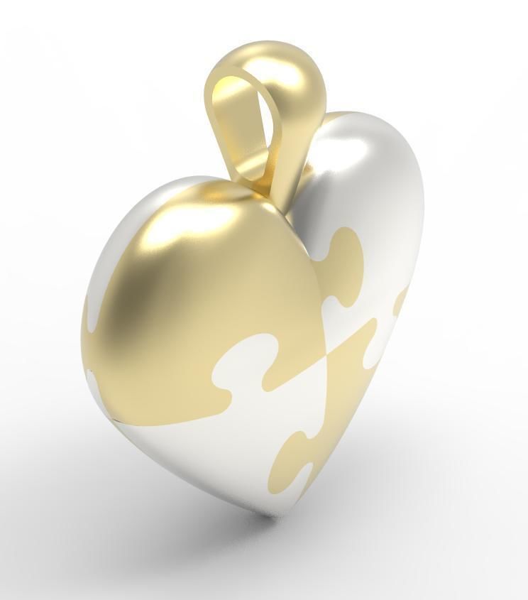 Puzzle Heart pendant 3D print model_3