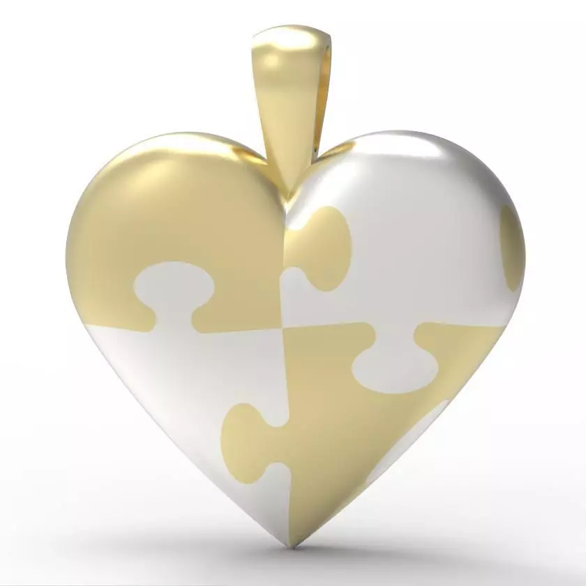 Puzzle Heart pendant 3D print model_0