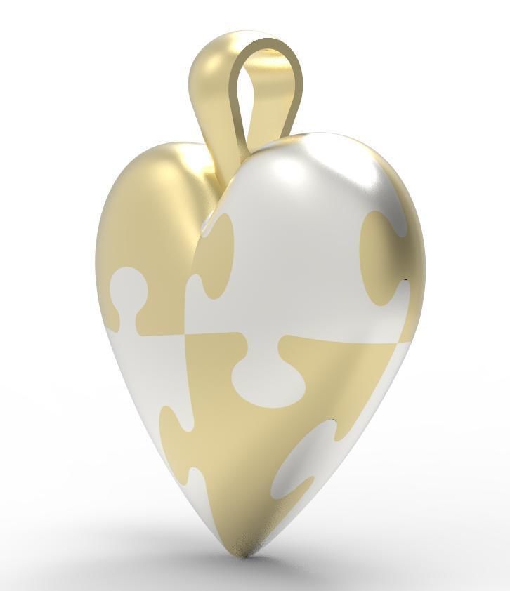 Puzzle Heart pendant 3D print model_1