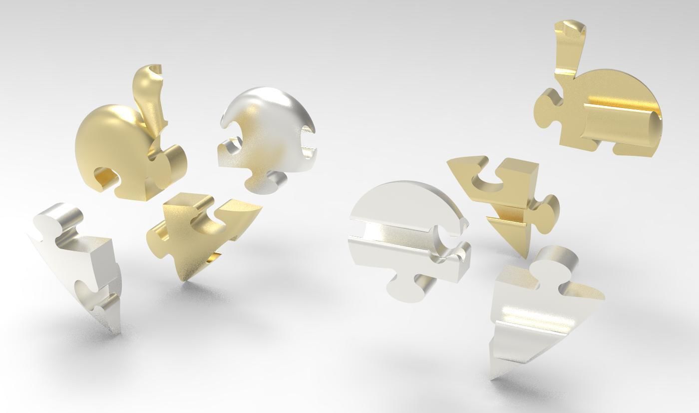 Puzzle Heart pendant 3D print model_5