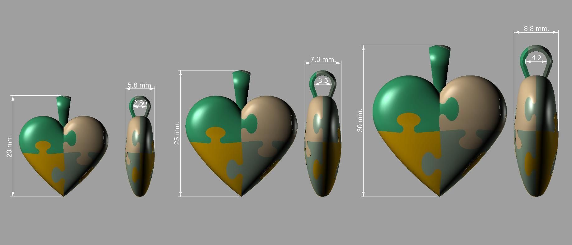 Puzzle Heart pendant 3D print model_7