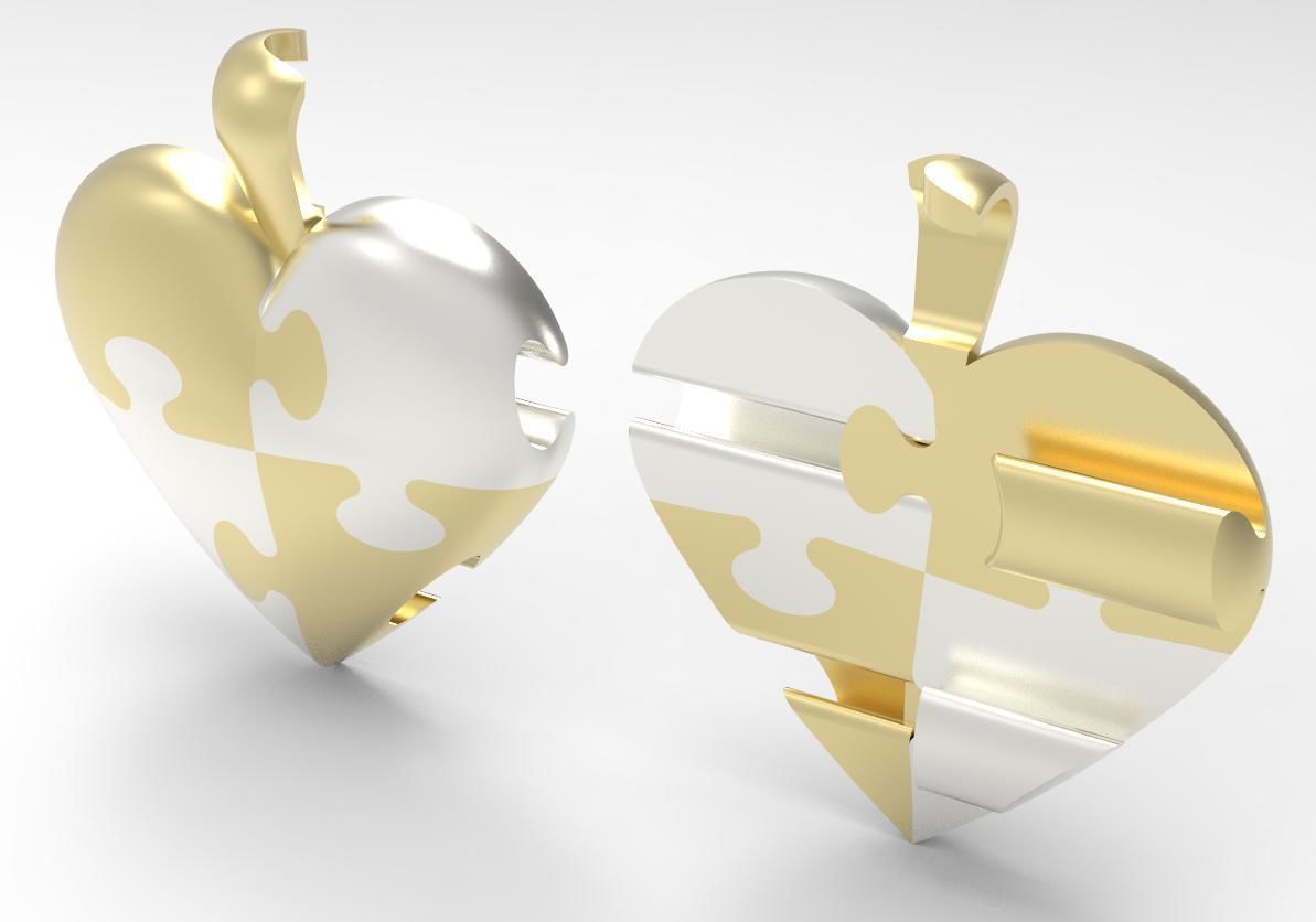 Puzzle Heart pendant 3D print model_4