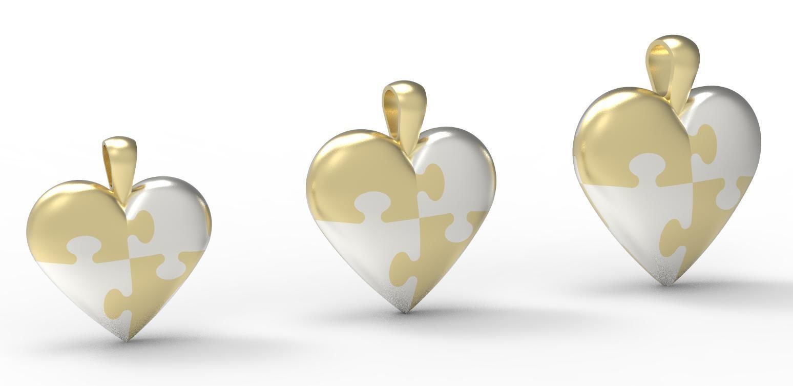 Puzzle Heart pendant 3D print model_6