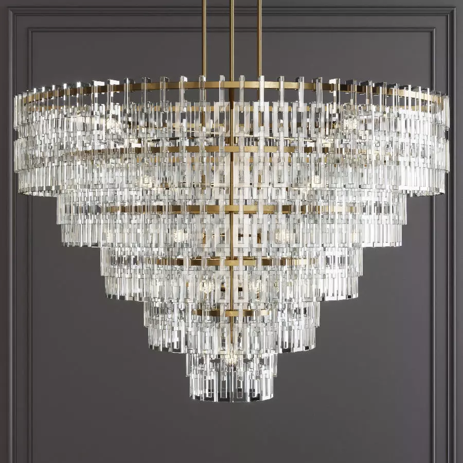 Restoration Hardware MARIGNAN ROUND CHANDELIER 60 Brass 3D model_0