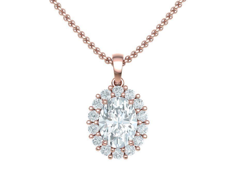 Oval Classic Pendant 8x6 stone 3dmodel 3D print model_9