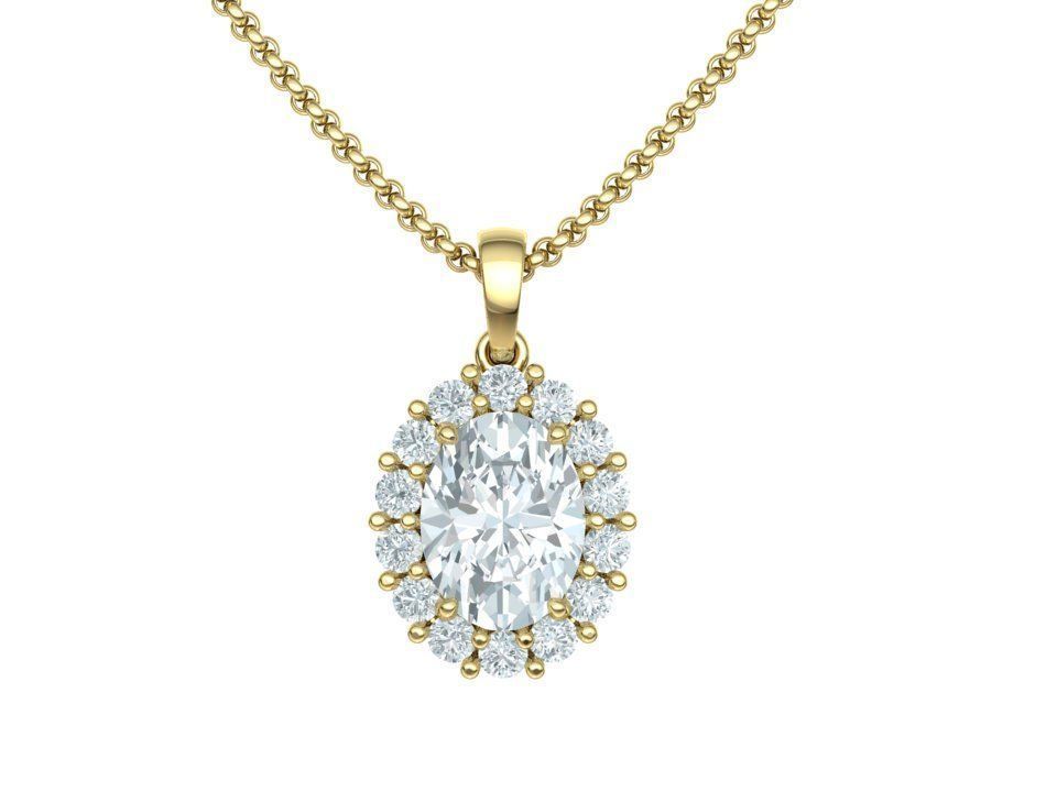 Oval Classic Pendant 8x6 stone 3dmodel 3D print model_8