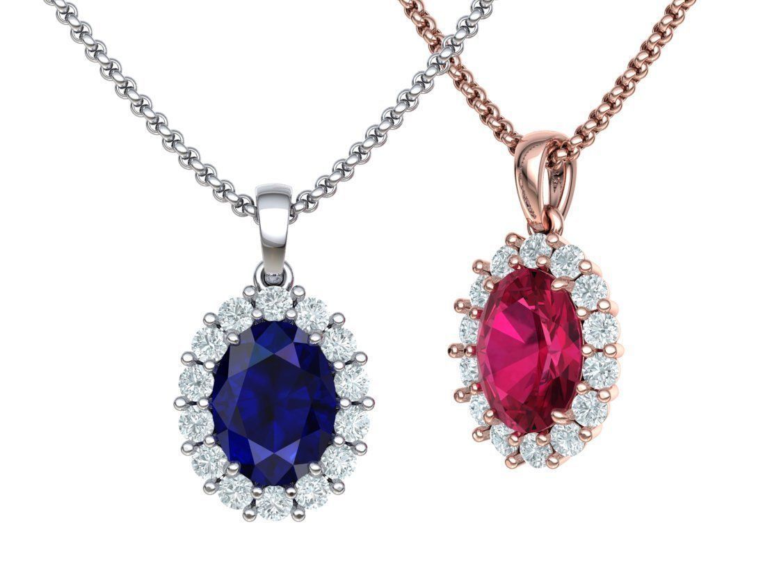 Oval Classic Pendant 8x6 stone 3dmodel 3D print model_1