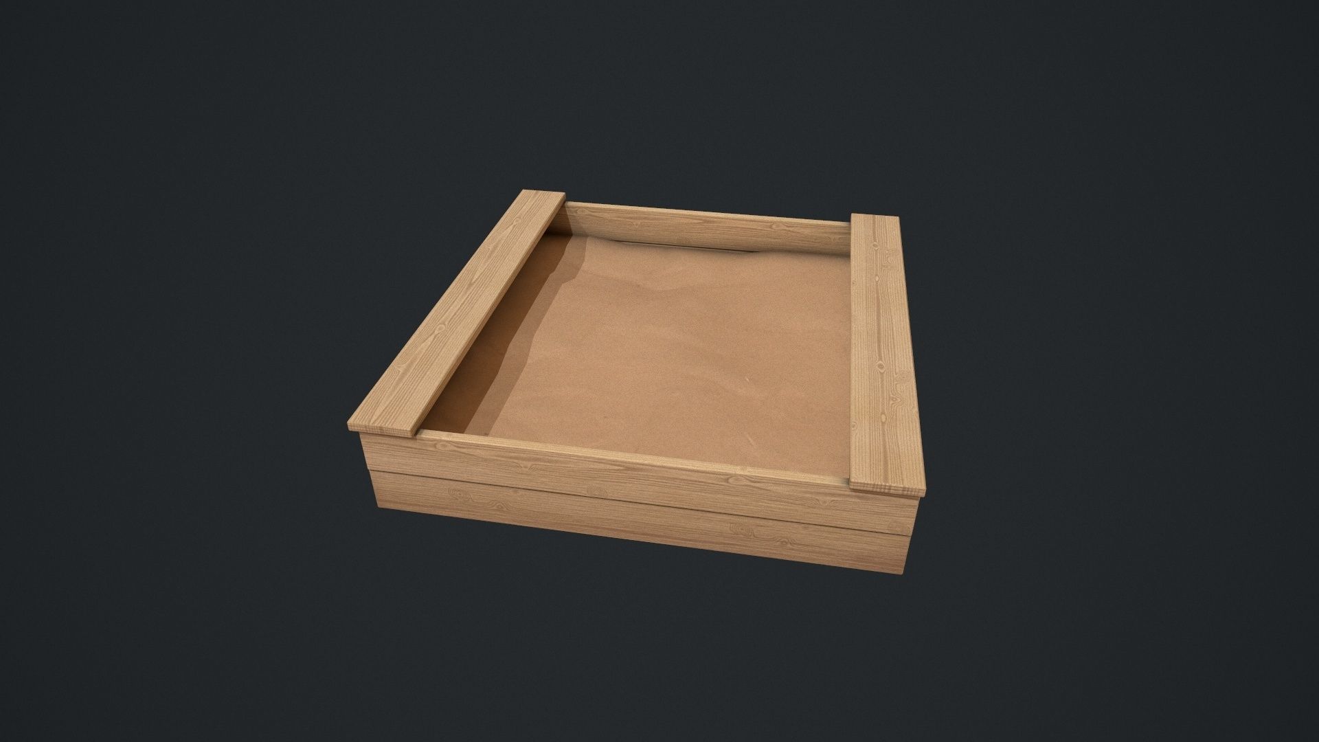 Wooden Sandpit Low-poly 3D model_2