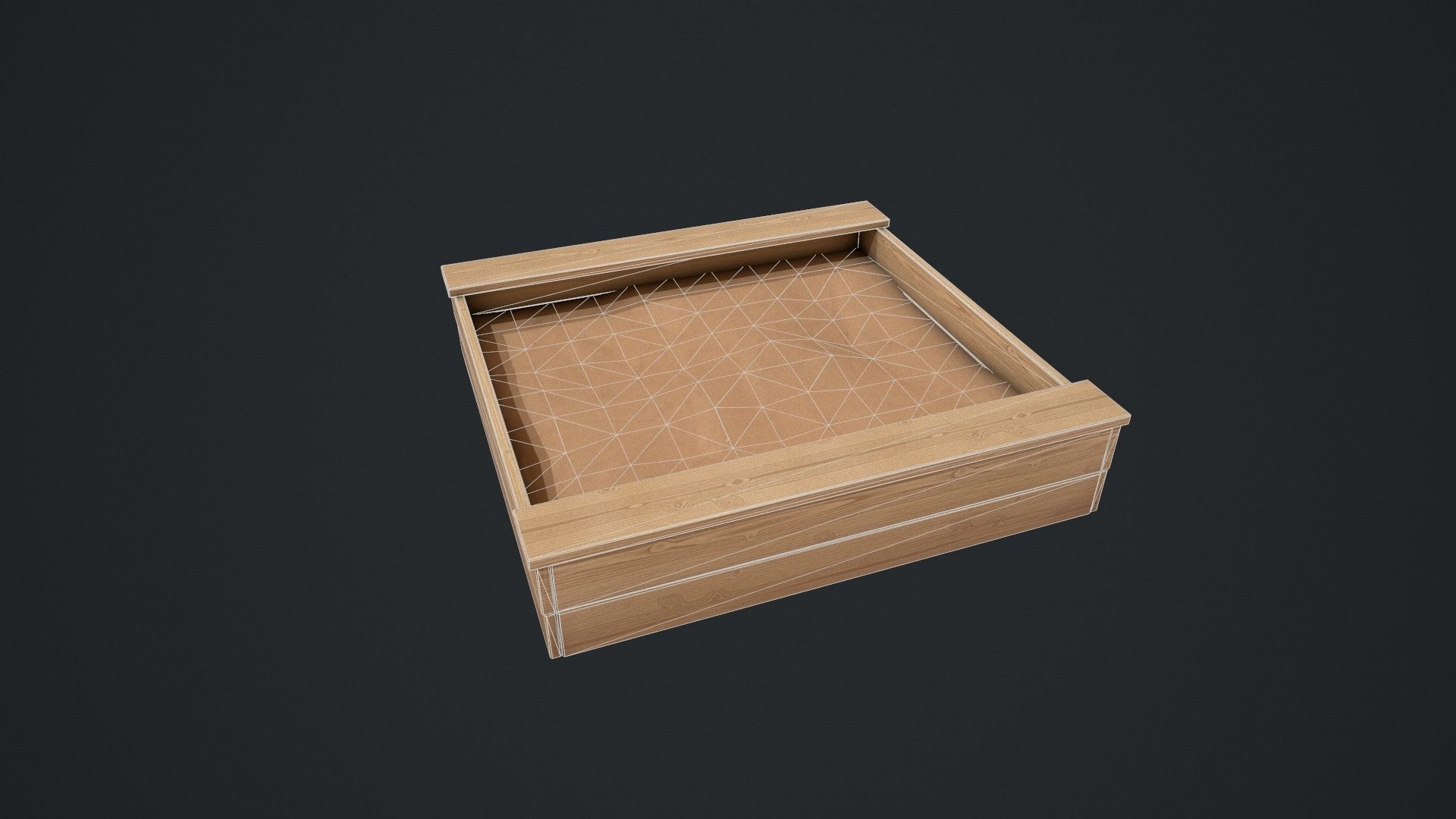 Wooden Sandpit Low-poly 3D model_22