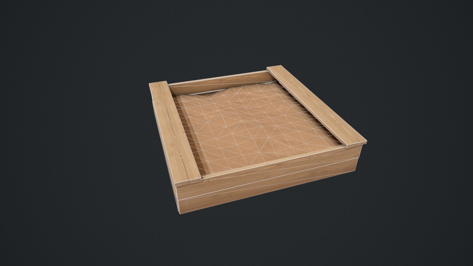 Wooden Sandpit Low-poly 3D model_20