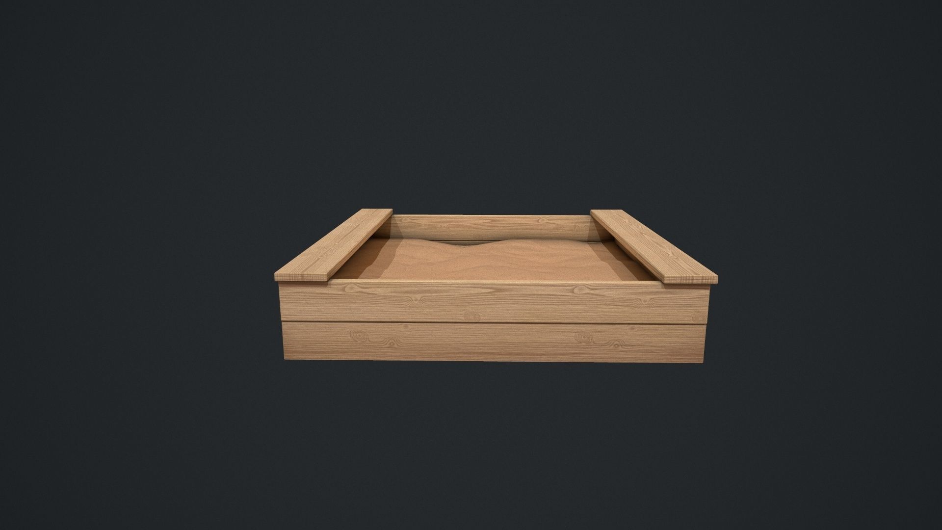 Wooden Sandpit Low-poly 3D model_27