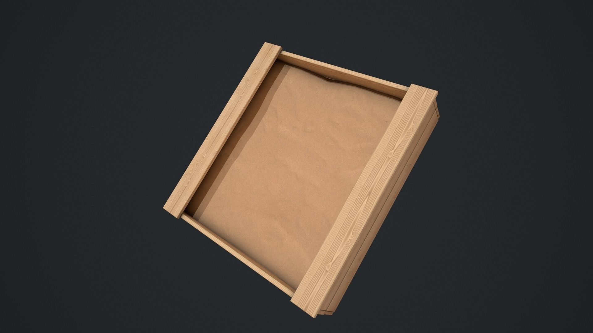 Wooden Sandpit Low-poly 3D model_9