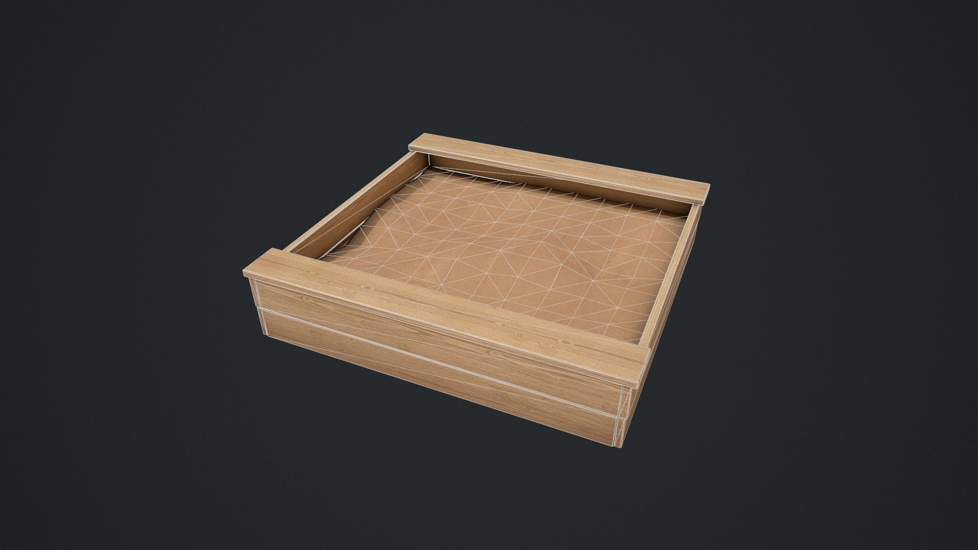 Wooden Sandpit Low-poly 3D model_21