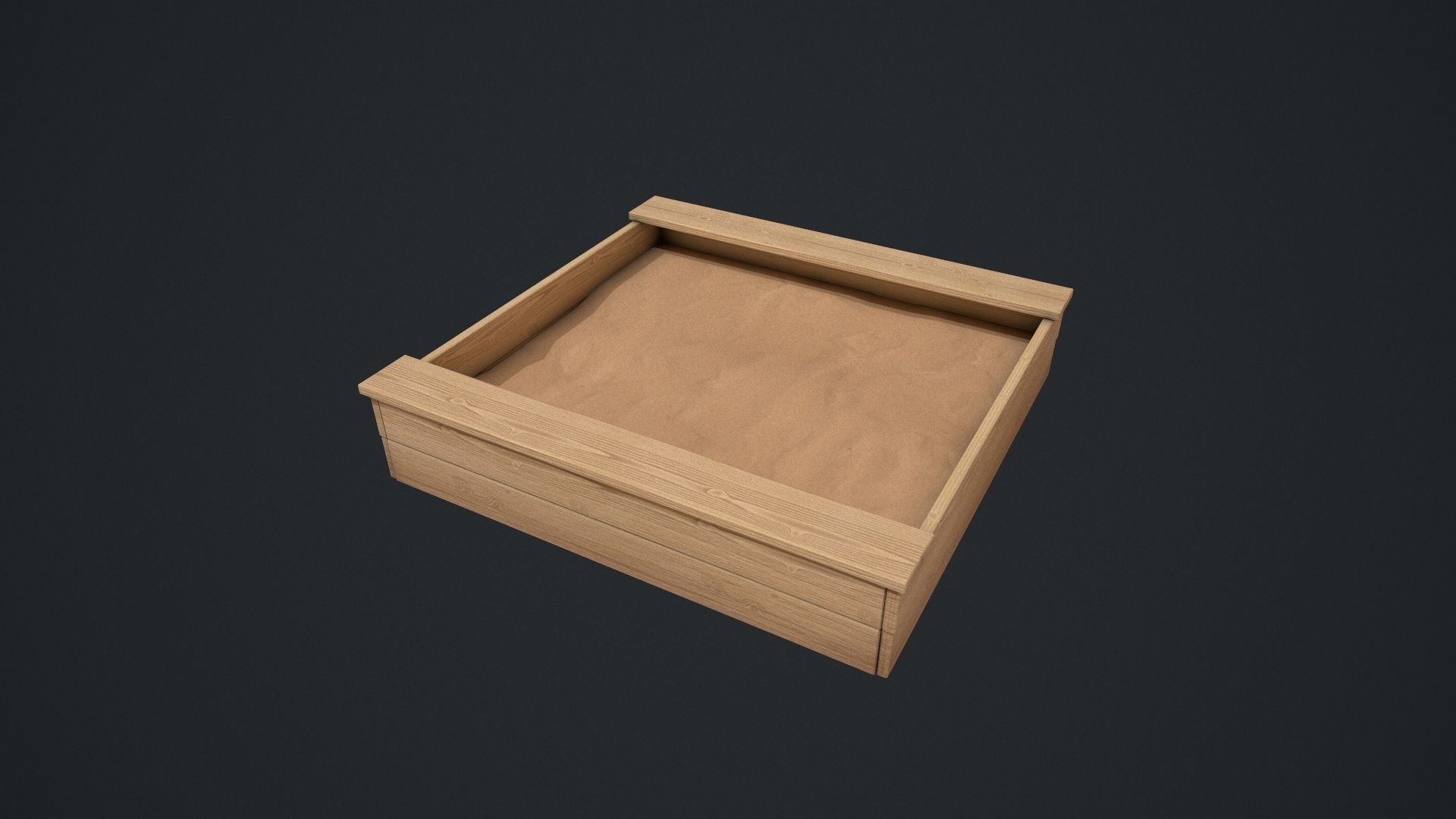 Wooden Sandpit Low-poly 3D model_5