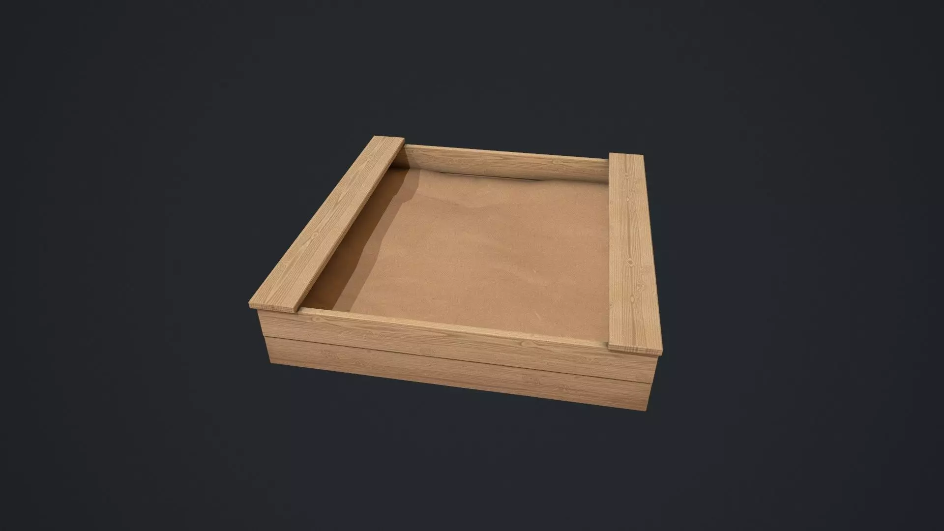 Wooden Sandpit Low-poly 3D model_0