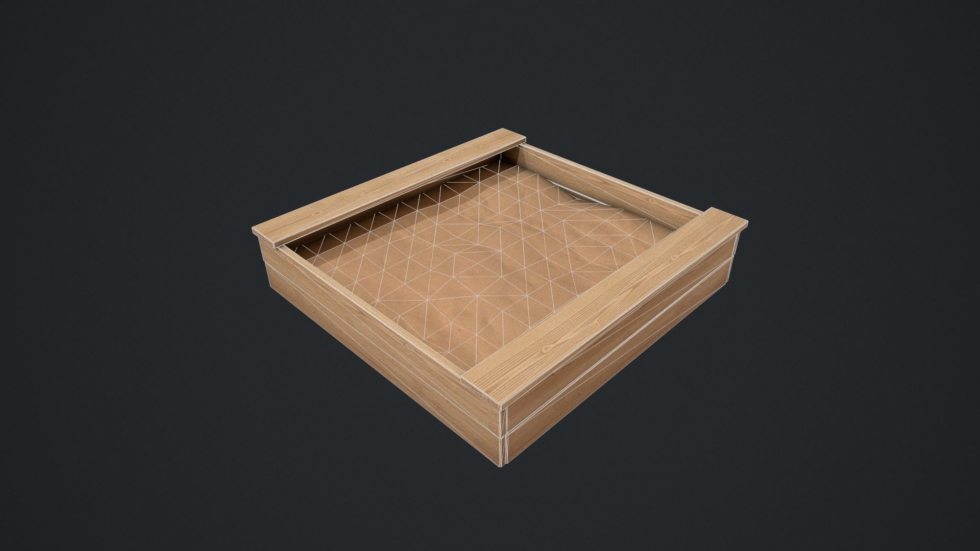 Wooden Sandpit Low-poly 3D model_19