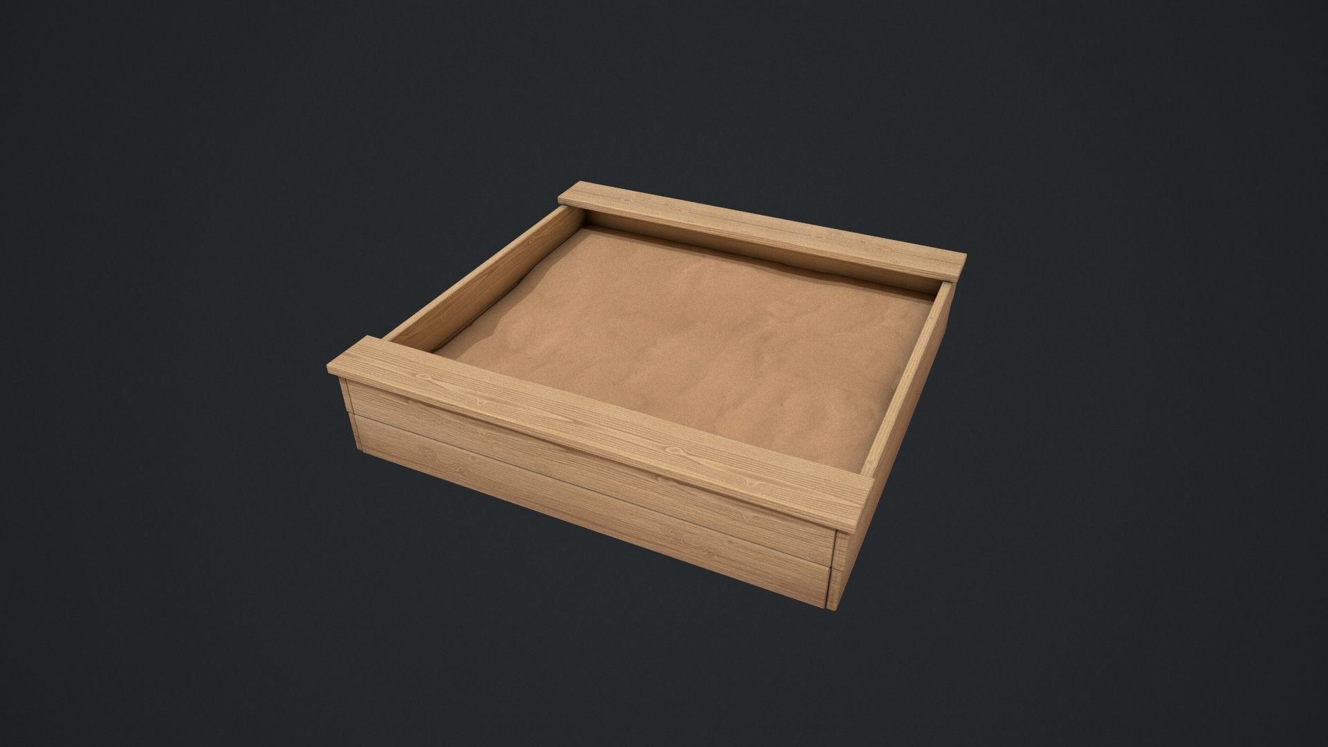 Wooden Sandpit Low-poly 3D model_16