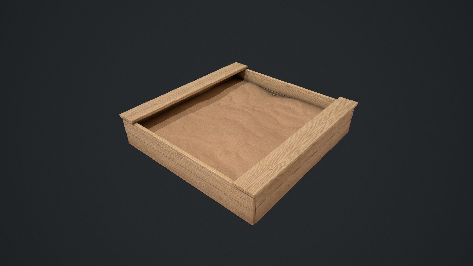 Wooden Sandpit Low-poly 3D model_8