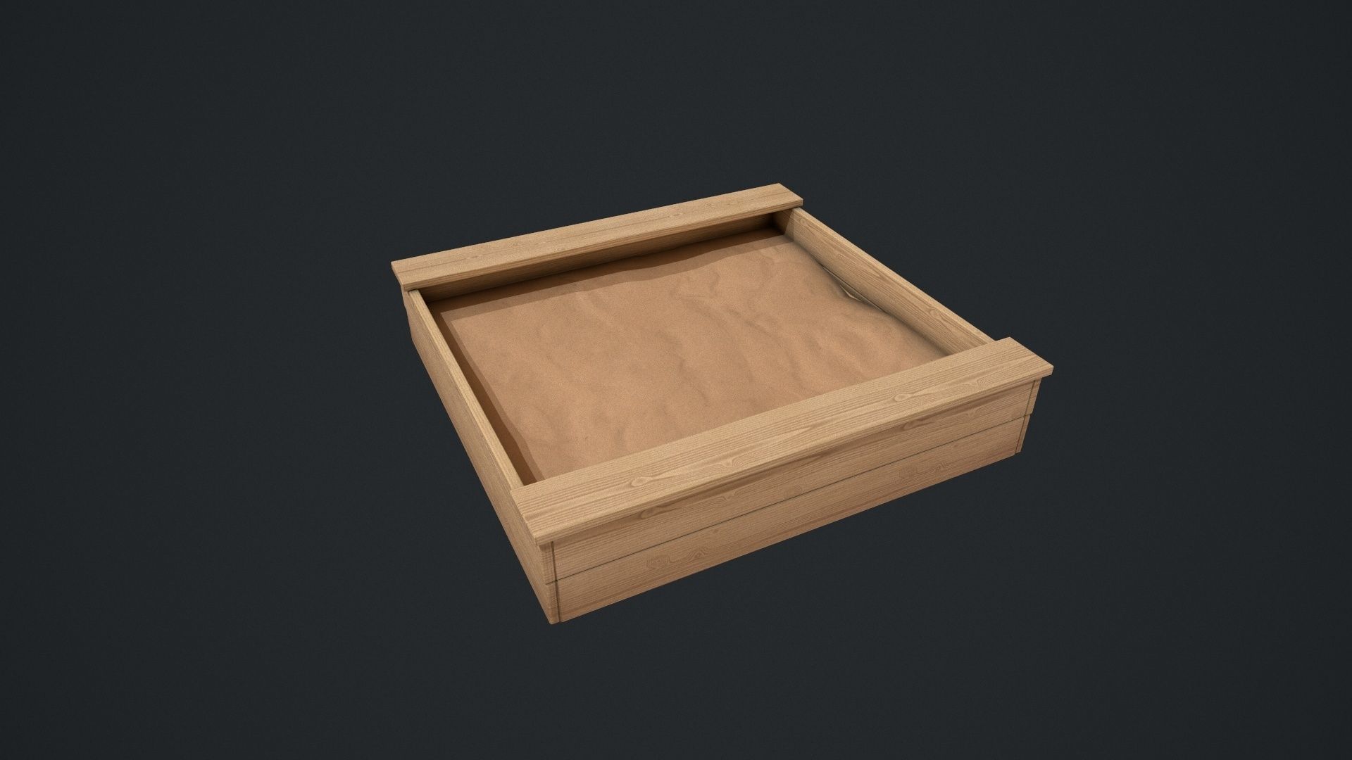Wooden Sandpit Low-poly 3D model_7