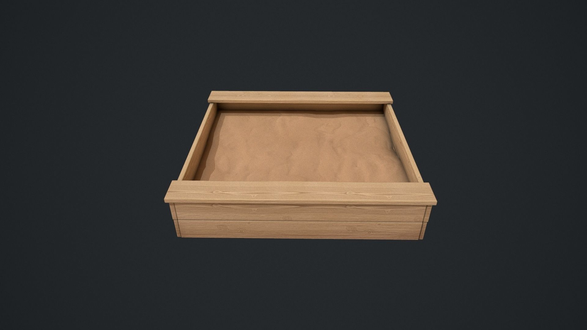 Wooden Sandpit Low-poly 3D model_6