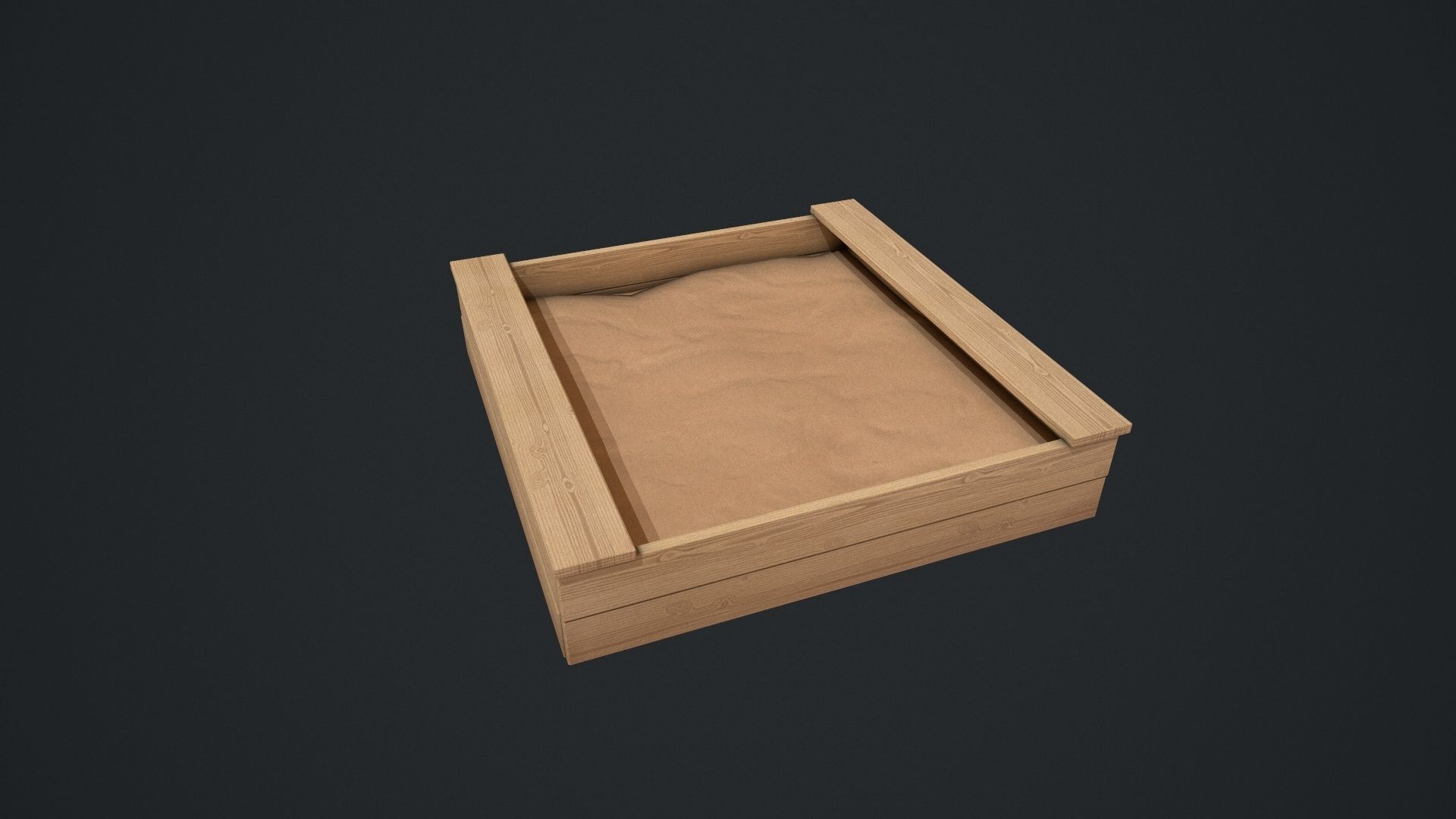 Wooden Sandpit Low-poly 3D model_11