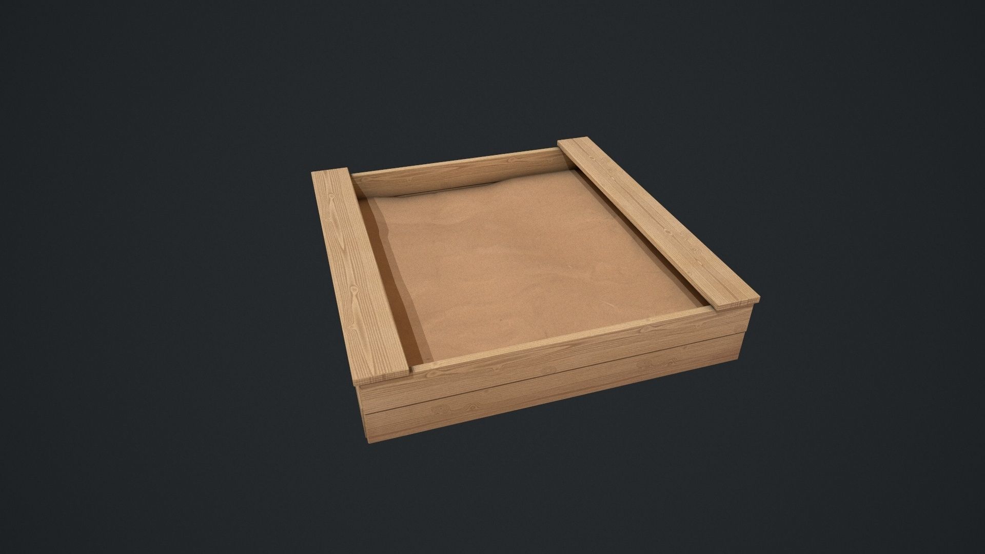 Wooden Sandpit Low-poly 3D model_15