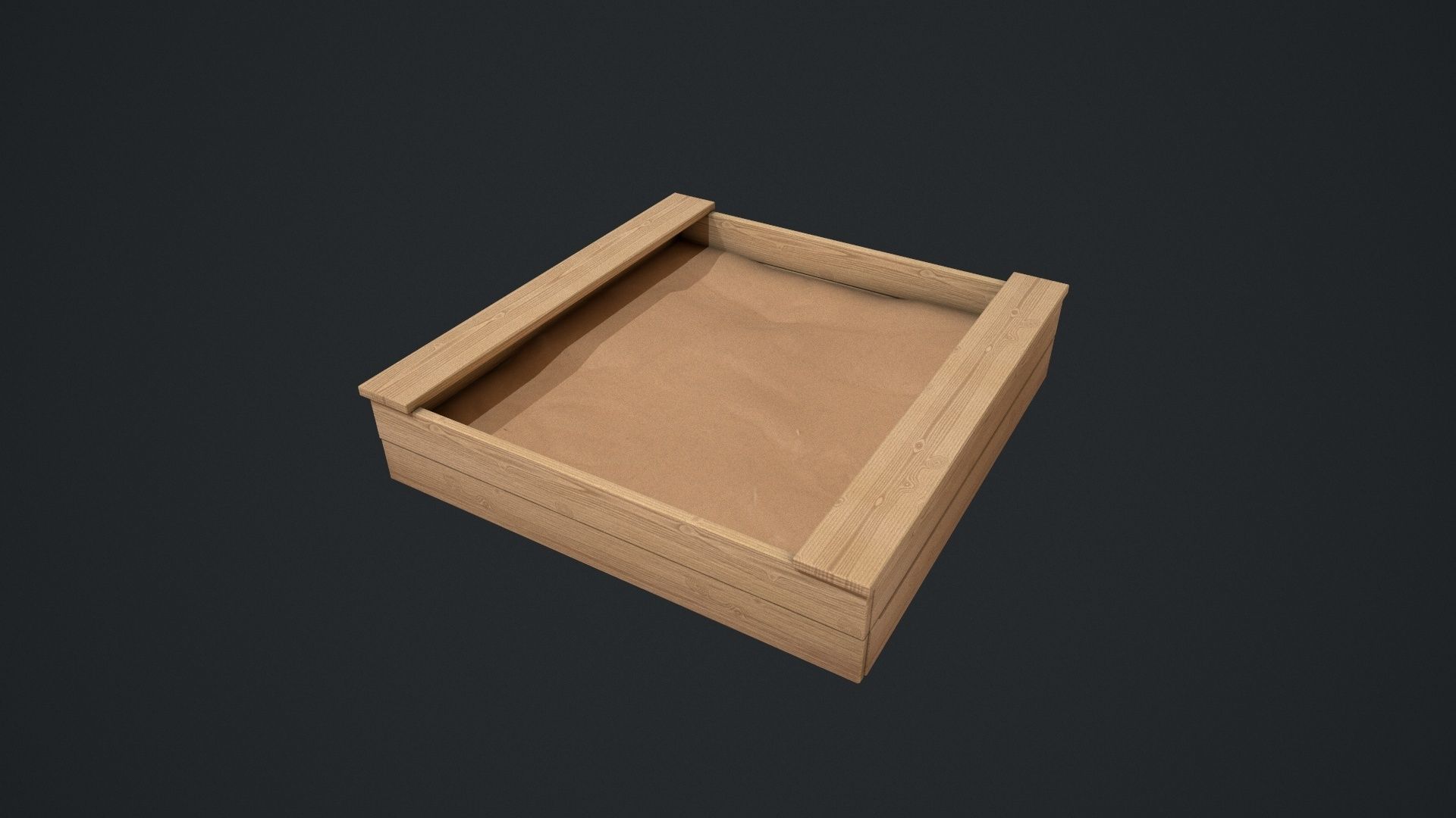 Wooden Sandpit Low-poly 3D model_14