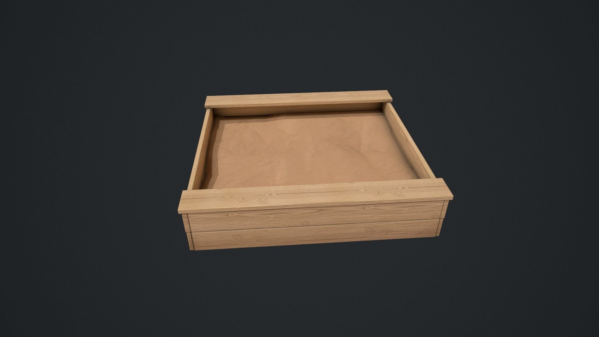 Wooden Sandpit Low-poly 3D model_13