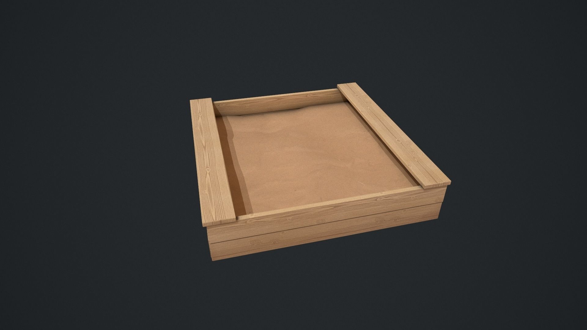 Wooden Sandpit Low-poly 3D model_3