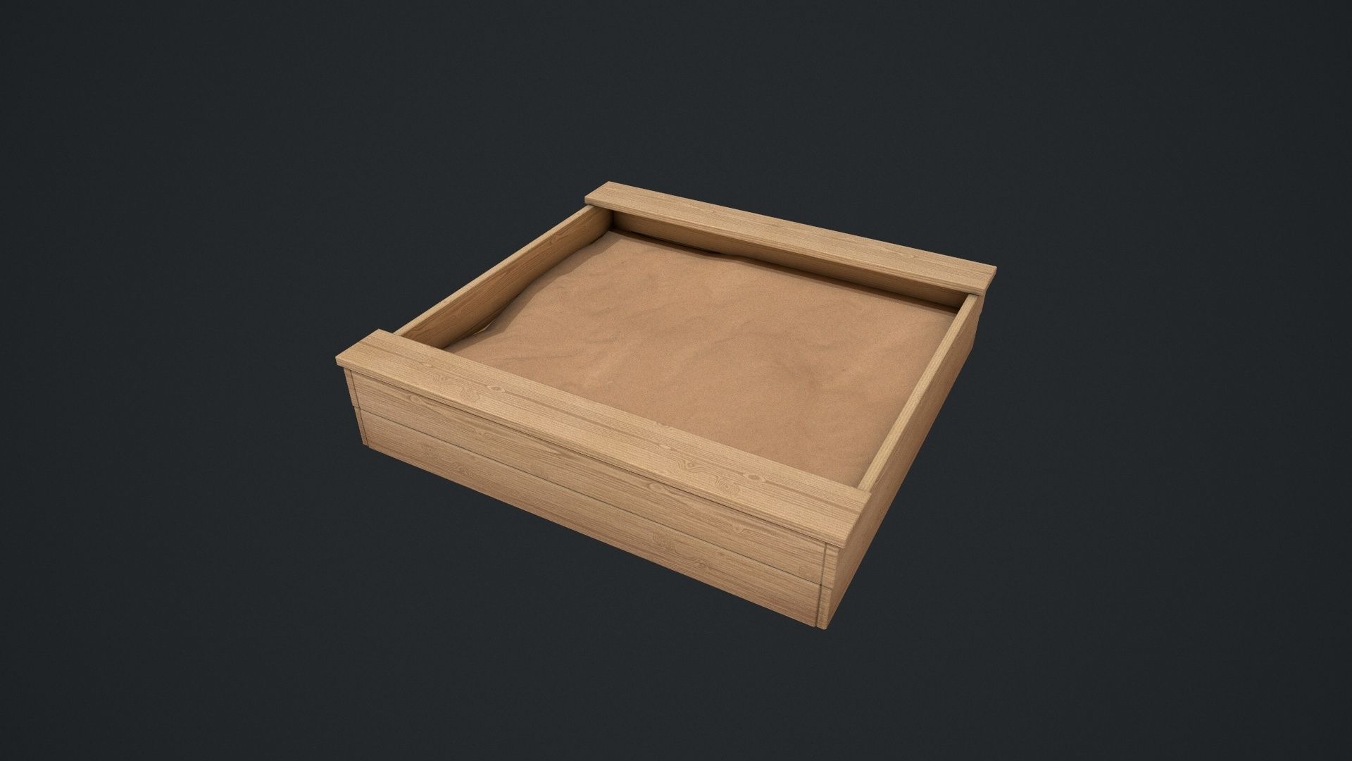 Wooden Sandpit Low-poly 3D model_12