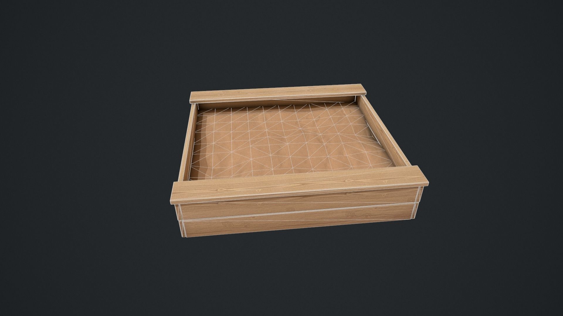 Wooden Sandpit Low-poly 3D model_18
