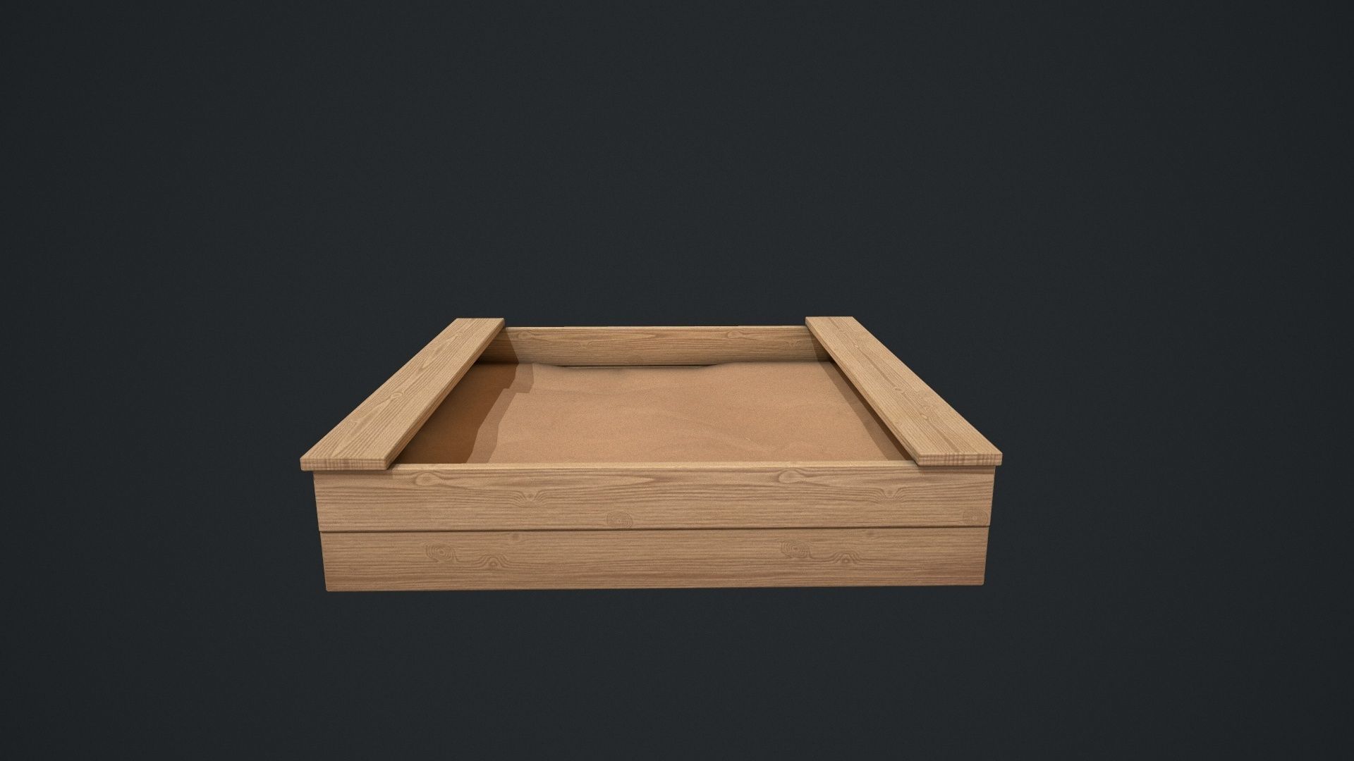 Wooden Sandpit Low-poly 3D model_28