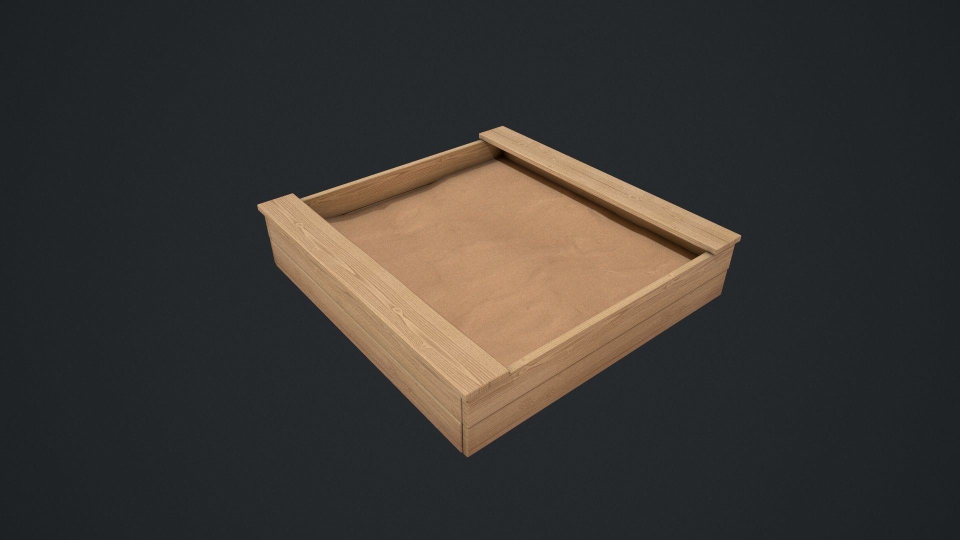 Wooden Sandpit Low-poly 3D model_4