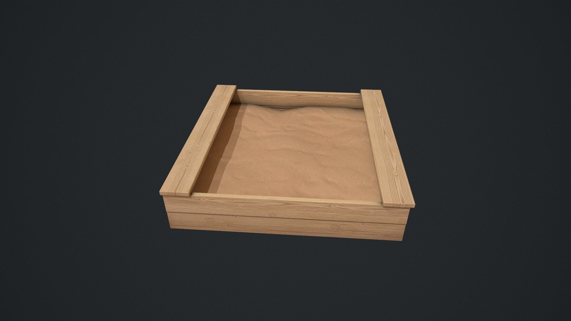 Wooden Sandpit Low-poly 3D model_10