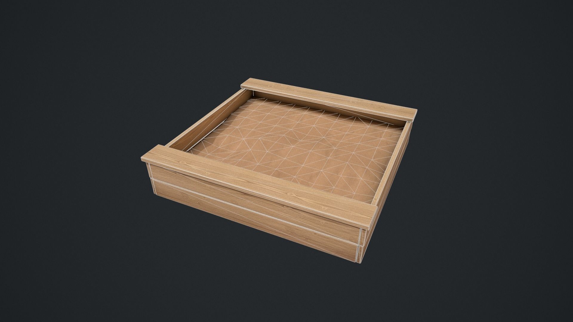Wooden Sandpit Low-poly 3D model_17
