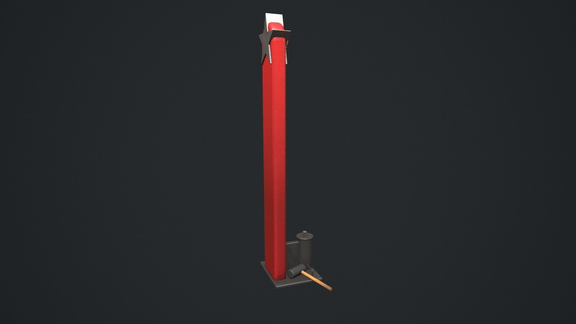 High Striker - Strength Test Game  Low-poly 3D model_4