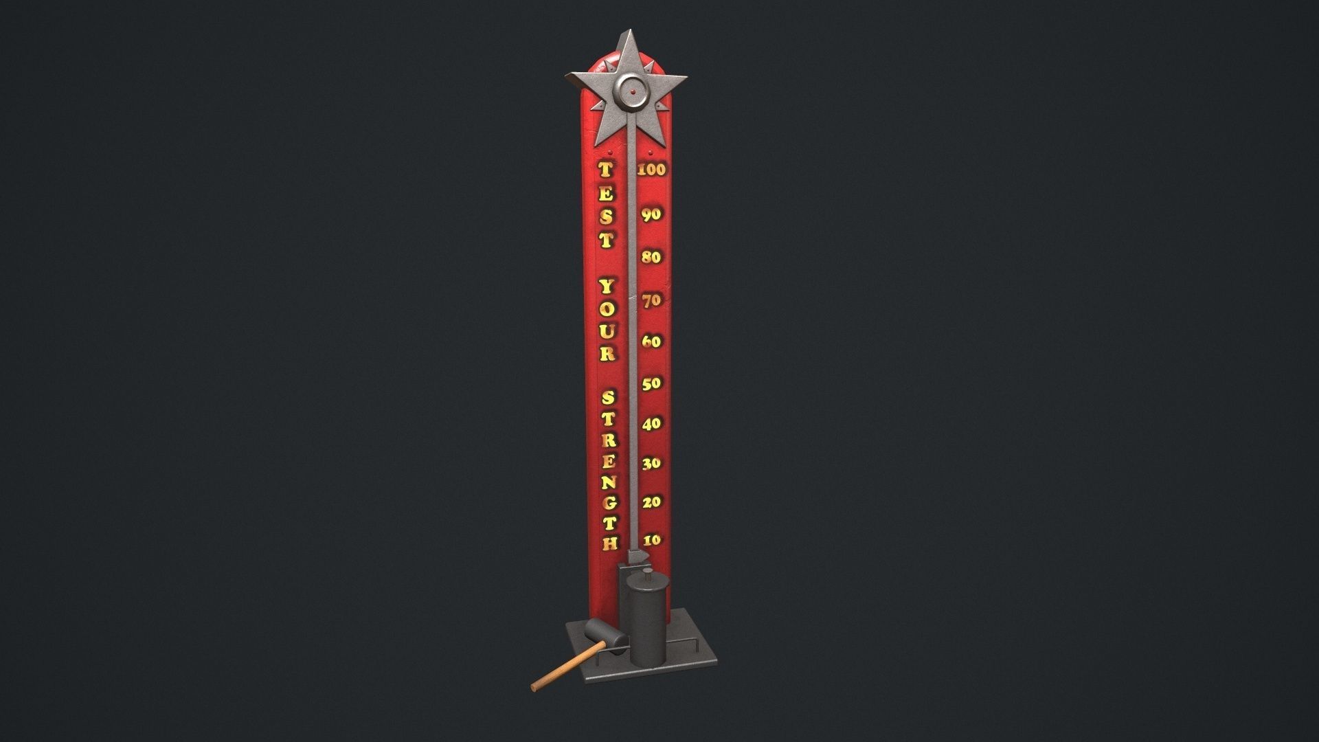 High Striker - Strength Test Game  Low-poly 3D model_1