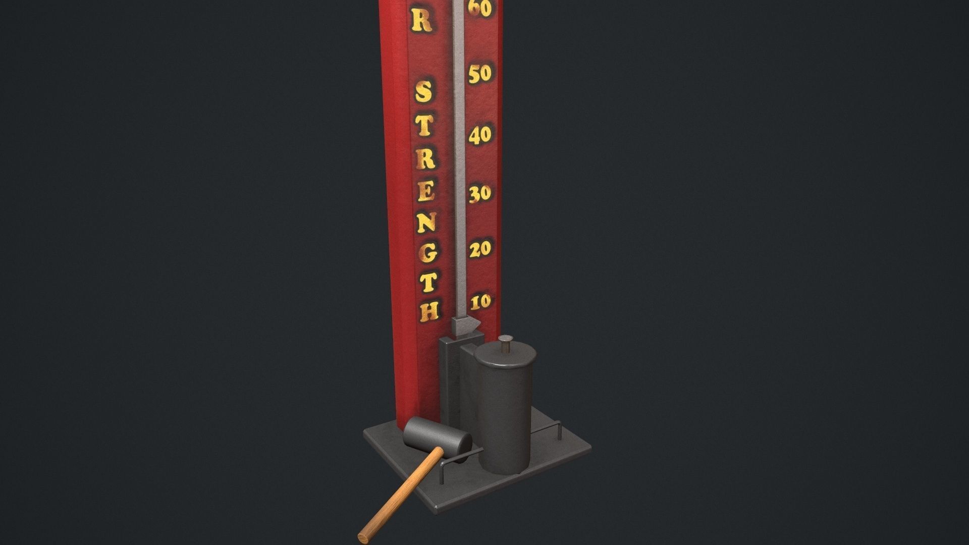 High Striker - Strength Test Game  Low-poly 3D model_12