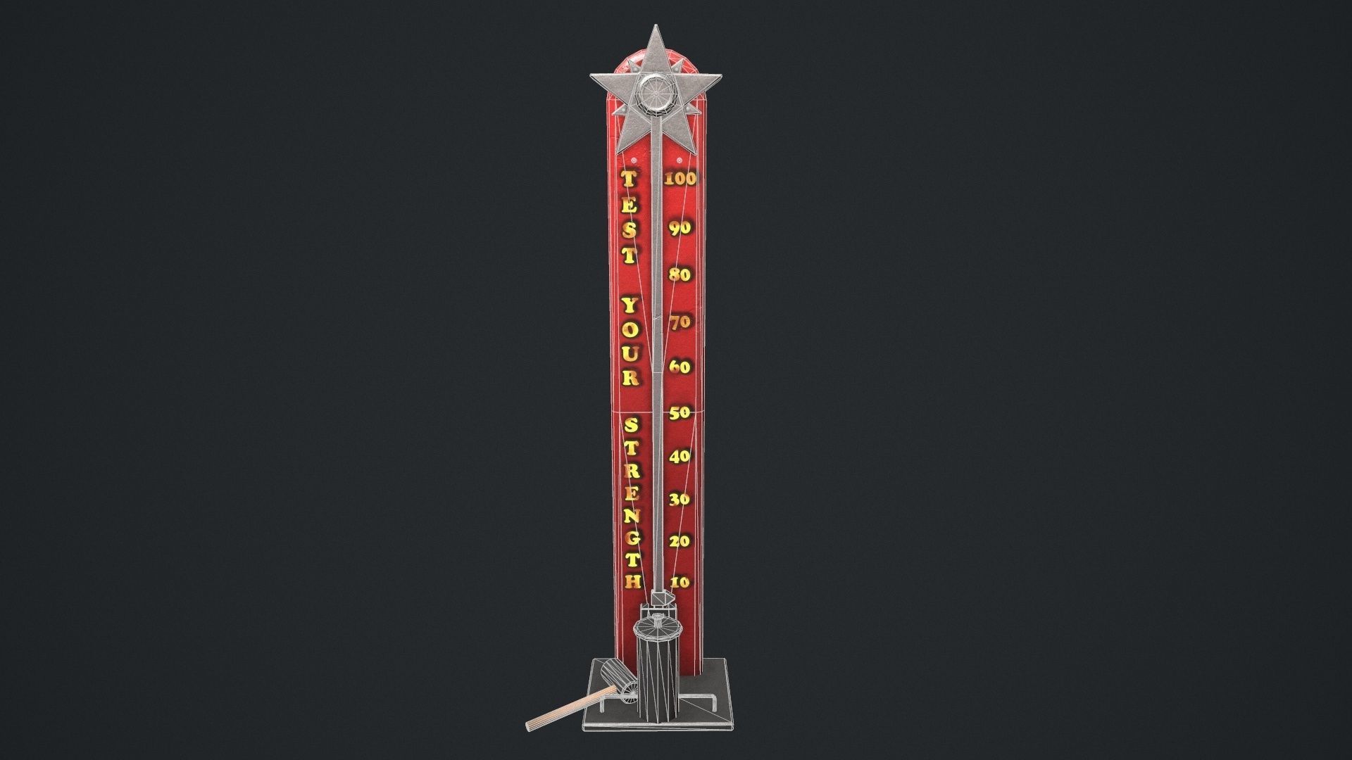 High Striker - Strength Test Game  Low-poly 3D model_23