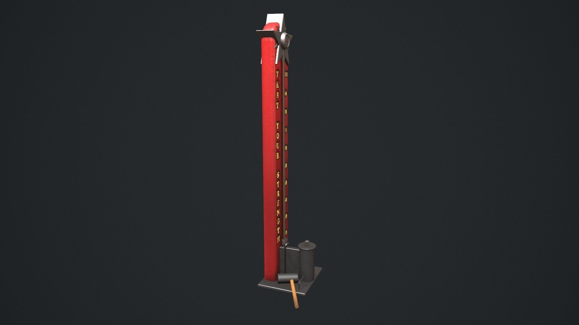 High Striker - Strength Test Game  Low-poly 3D model_3