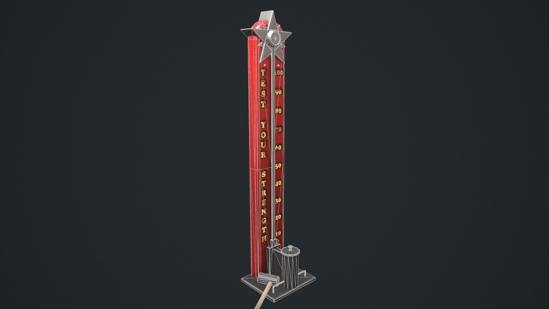 High Striker - Strength Test Game  Low-poly 3D model_15