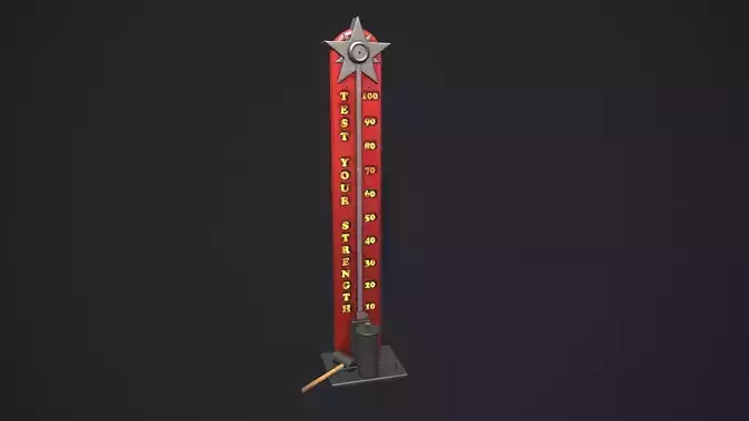 High Striker - Strength Test Game  Low-poly 3D model