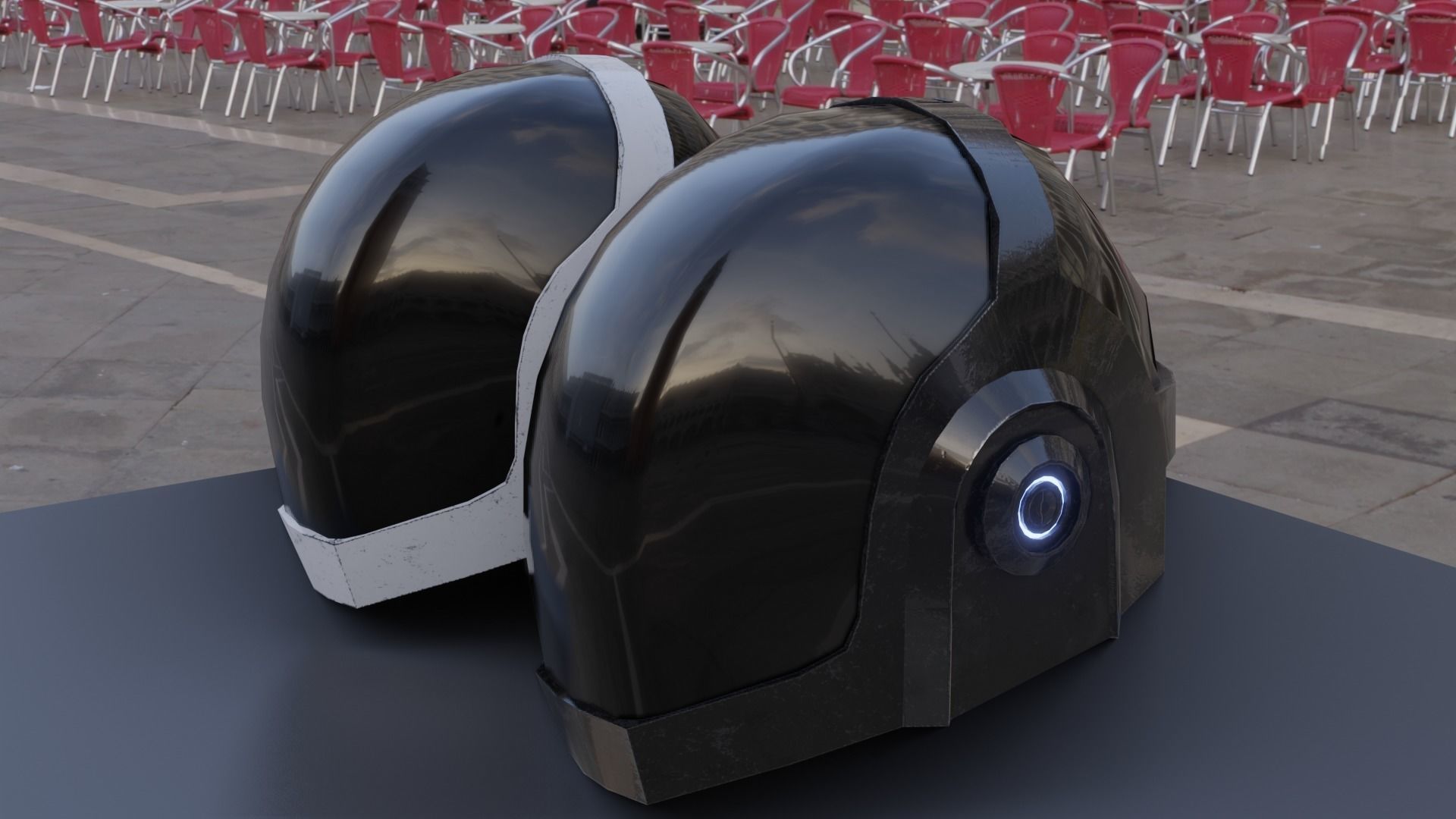 Helmet Sci-Fi  Low-poly 3D model_1