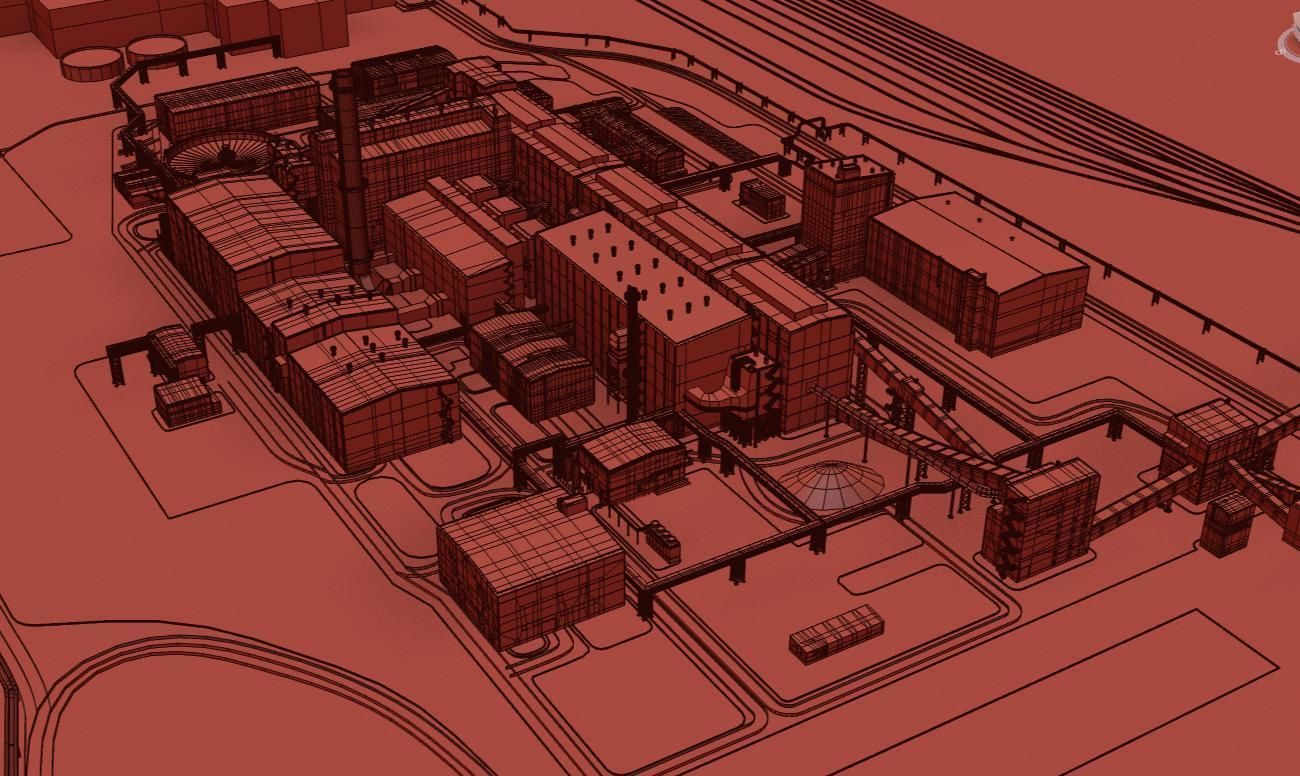 Factory site of nuclear power plant Low-poly 3D model_16