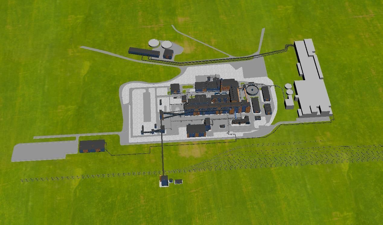 Factory site of nuclear power plant Low-poly 3D model_10